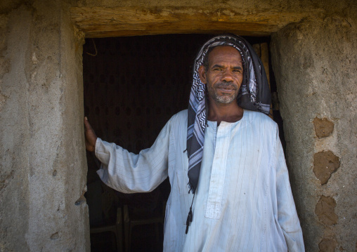 Bilen tribe man in front of his house, Anseba, Keren, Eritrea
