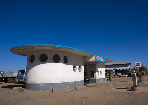 Old service station designed by Carlo Marchi and Carlo Montalbetti, Central Region, Asmara, Eritrea