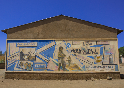 Propaganda painting on a house, Debub, Mendefera, Eritrea