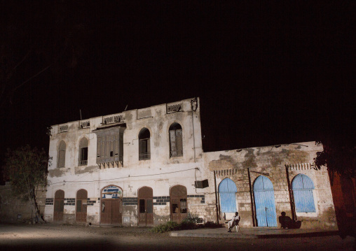 Mashrabiyah on an old ottoman house at night, Northern Red Sea, Massawa, Eritrea