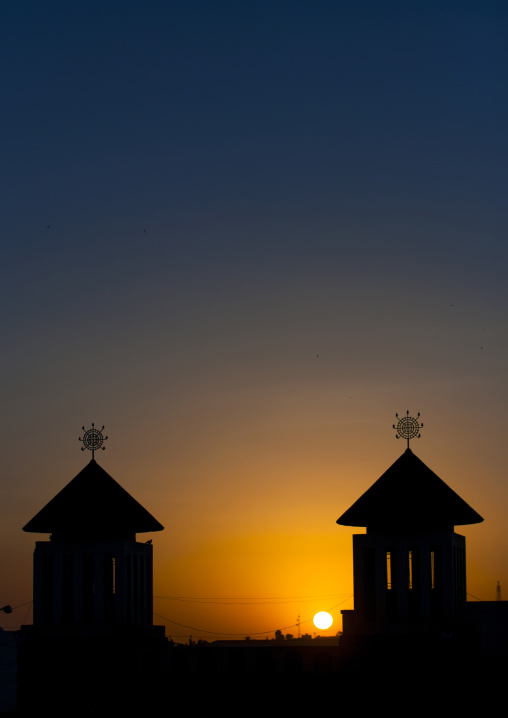 Sunset on Enda Mariam cathedral, Central Region, Asmara, Eritrea