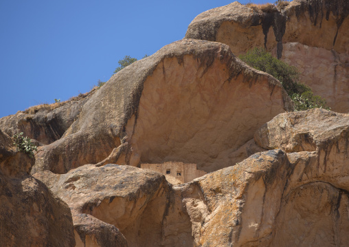 Orthodox monastery perched on a cliff, Debub, Senafe, Eritrea