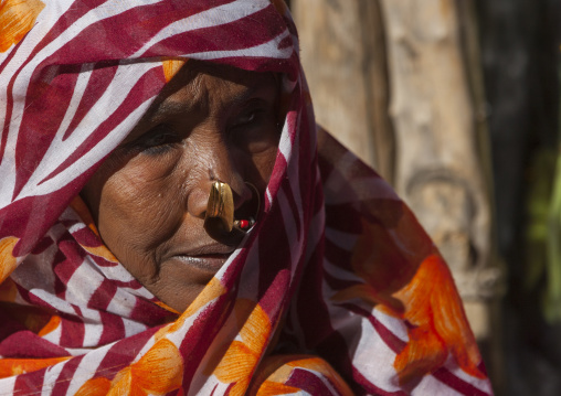 Old eritrean woman with nose ring, Anseba, Keren, Eritrea