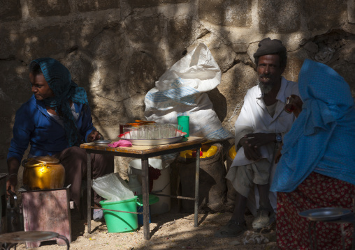 Eritrean man selling tea in the monday market, Anseba, Keren, Eritrea