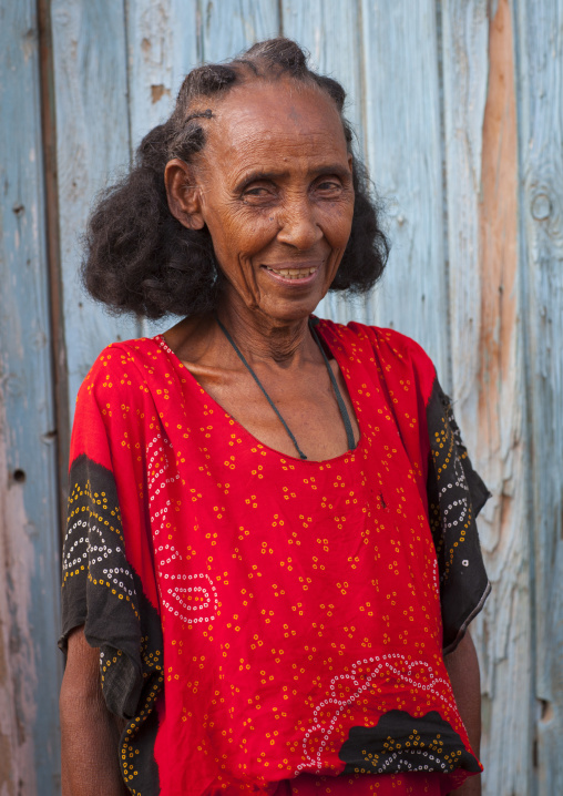 Portrait of an eritrean woman with traditional hairstyle, Northern Red Sea, Massawa, Eritrea