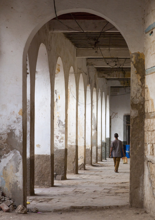 Arcades of an old ottoman building, Northern Red Sea, Massawa, Eritrea