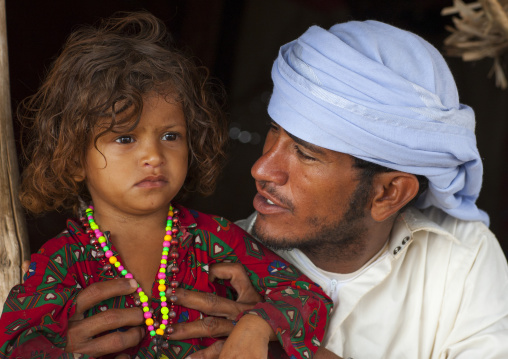 Portrait of a Rashaida tribe father and daughter, Northern Red Sea, Massawa, Eritrea