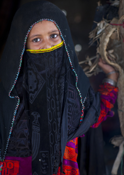 Portrait of a veiled rashaida tribe girl, Northern Red Sea, Massawa, Eritrea