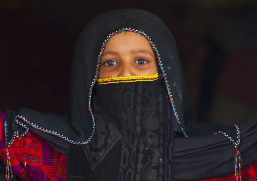 Portrait of a veiled rashaida tribe girl, Northern Red Sea, Massawa, Eritrea