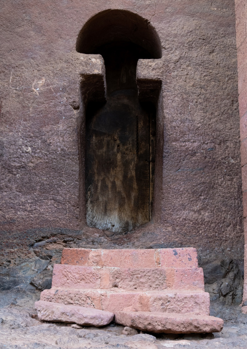 Monolithic rrock-hewn church old door, Amhara Region, Lalibela, Ethiopia