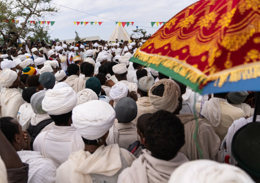 Orthodox celebration in Bilbaia Giorgis Rock Hewn Church, Amhara Region, Lalibela, Ethiopia