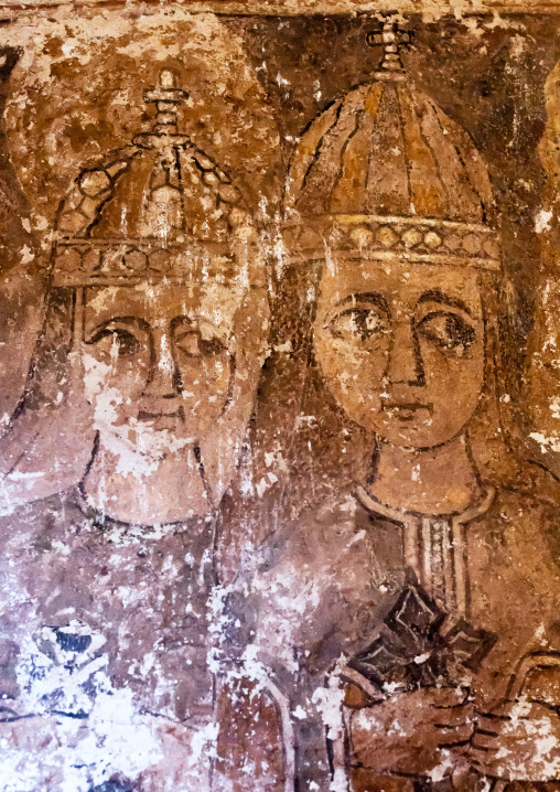 Religious fresco in Bet Merkurios rock-hewn church, Amhara Region, Lalibela, Ethiopia