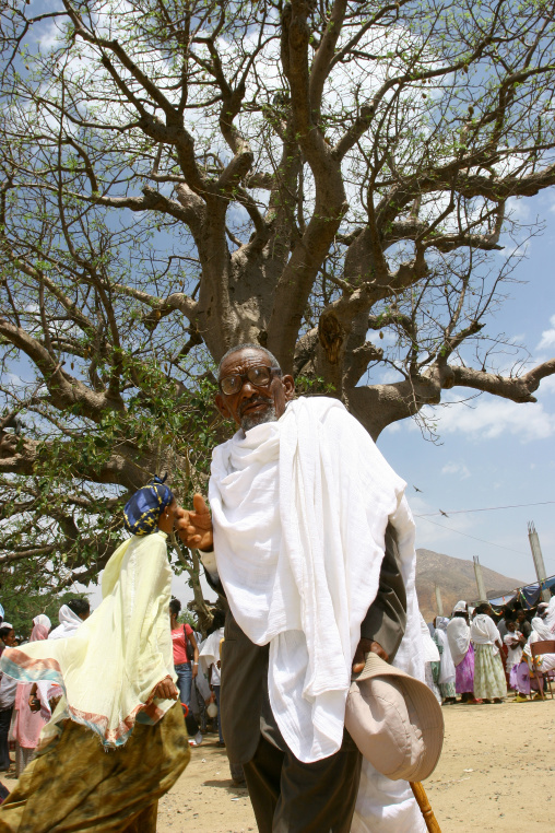 Old eritrean man at festival of mariam dearit, Anseba, Keren, Eritrea
