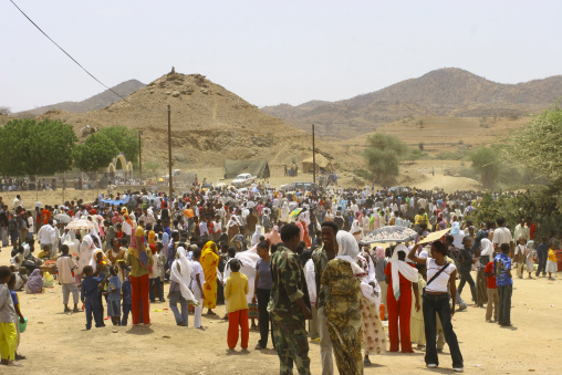 Crowd at festival of mariam dearit, Anseba, Keren, Eritrea
