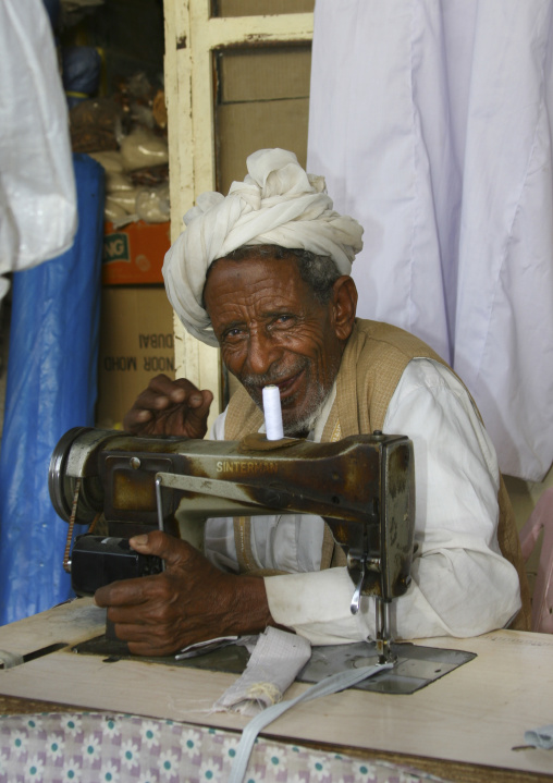 Tailor with a sewing machine, Anseba, Keren, Eritrea