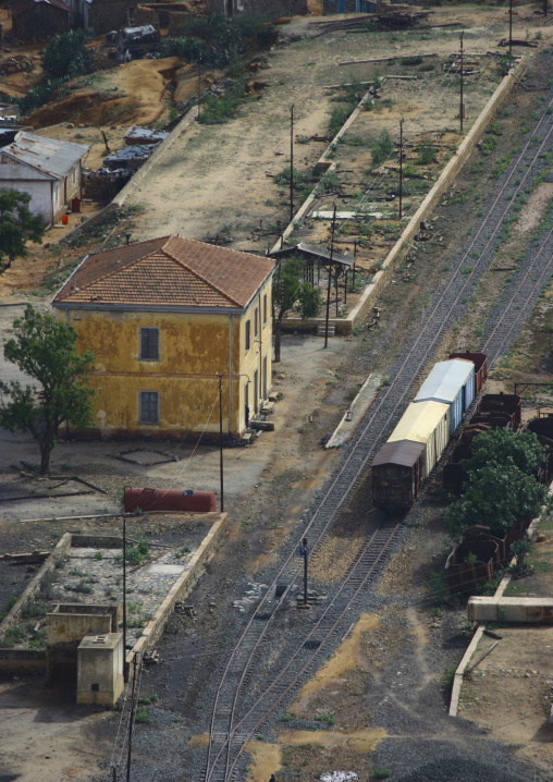 High angle view of the railway station, Northern Red Sea, Nefasit, Eritrea