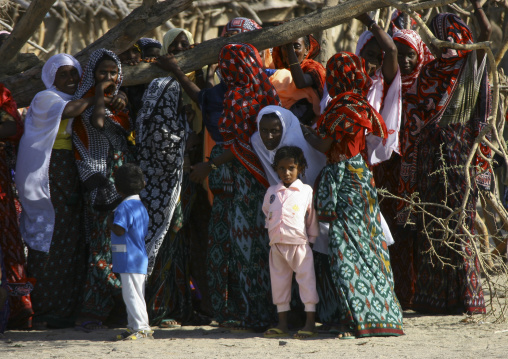 Women and children attending an Afar wedding, Northern Red Sea, Thio, Eritrea