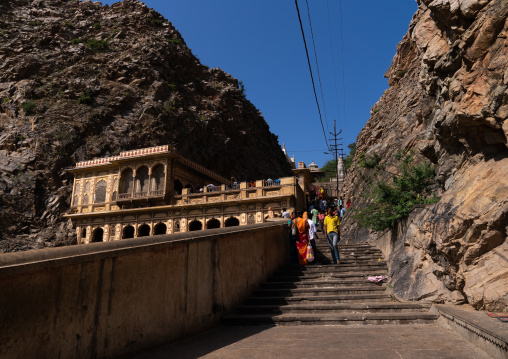 Galtaji temple stairs aka monkey temple, Rajasthan, Jaipur, India