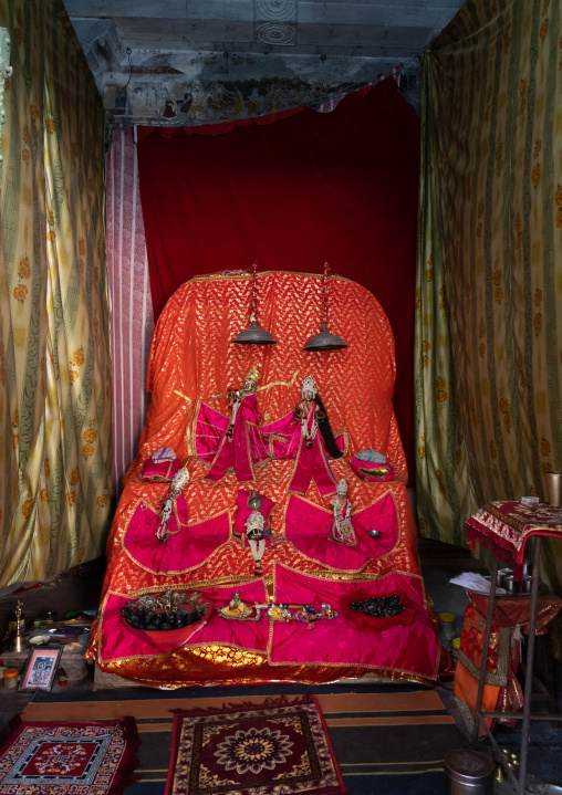 Deities in Galtaji temple aka monkey temple, Rajasthan, Jaipur, India
