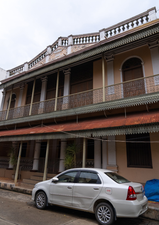 Old colonial house in Muslim Quarter, Puducherry, Pondicherry, India