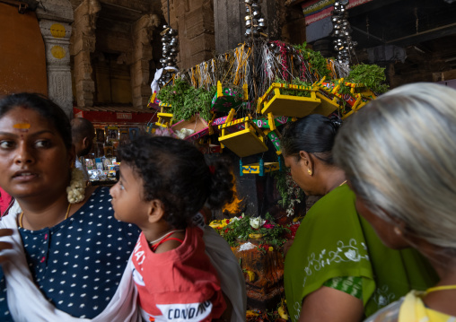 Yellow cradles for fertility in Sri Ranganathaswamy Temple, Tamil Nadu, Tiruchirappalli, India
