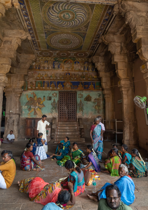 Pilgrims resting in Sri Ranganathaswamy Temple, Tamil Nadu, Tiruchirappalli, India