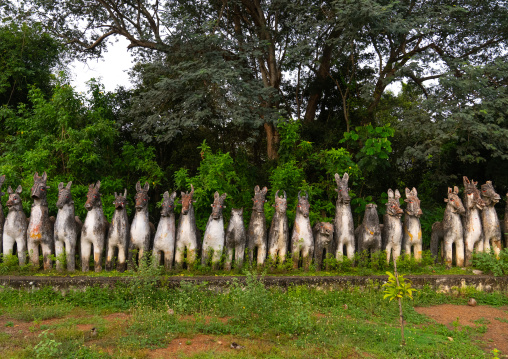 Terracotta Horses gifts to the god Aiyanar, Tamil Nadu, Pallathur, India
