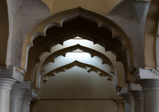 Pillared hall of Thirumalai Nayakar Palace, Tamil Nadu, Madurai, India