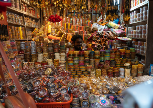 Shop selling bracelets during the camel festival, Rajasthan, Pushkar, India