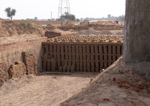 Brick factory in the countryside, Rajasthan, Mandawa, India