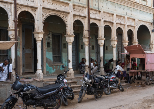 Old historic building with arches in town, Rajasthan, Mandawa, India
