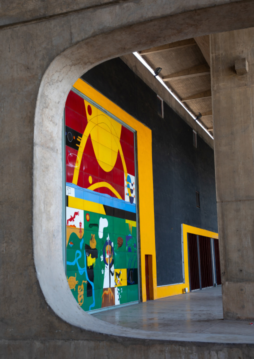 Entry gate to the Palace of Assembly painted by Le Corbusier, Punjab State, Chandigarh, India