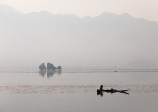 Fisherman on Dal Lake at early morning, Jammu and Kashmir, Srinagar, India