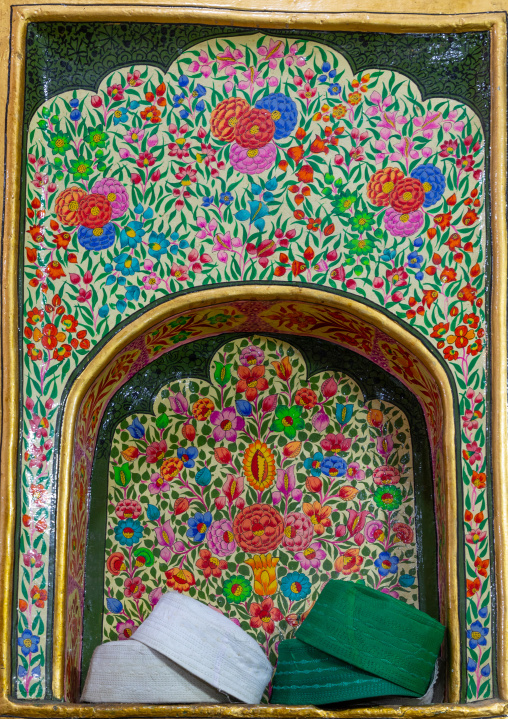 Papier-mache work inside Ziyarat Naqshband Sahab, Jammu and Kashmir, Srinagar, India