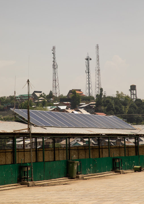 Solar panels and telecom antennas, Jammu and Kashmir, Charar- E- Shrief, India