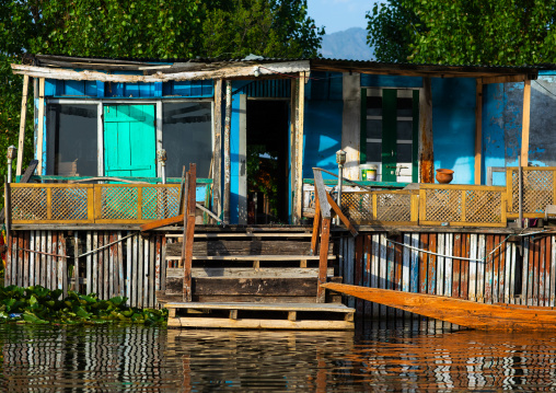 Old houseboat on Dal Lake, Jammu and Kashmir, Srinagar, India