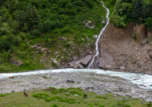 Wangath river in the mountain, Jammu and Kashmir, Kangan, India