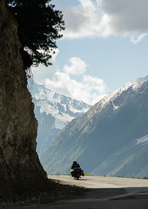 Motorbike in the mountain, Jammu and Kashmir, Sonamarg, India