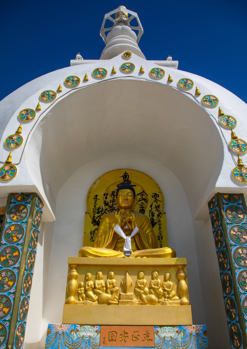 Buddha in Shanti stupa, Ladakh, Leh, India