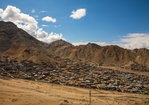 High angle view of the town, Ladakh, Leh, India