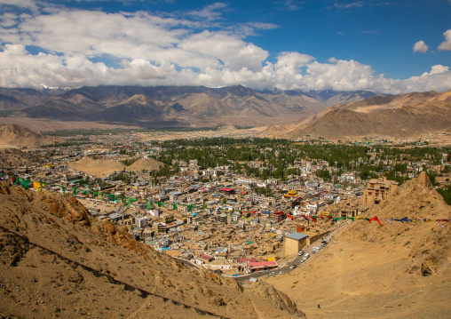 High angle view over the town, Ladakh, Leh, India