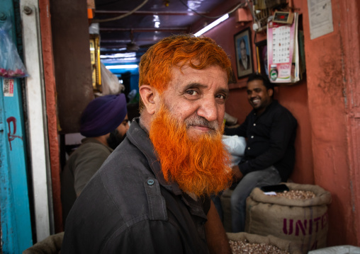Portrait of an indian man with red beard in old Delhi, Delhi, New Delhi, India
