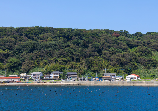 Fishermen houses on the seaside, Ainoshima Island, Shingu, Japan