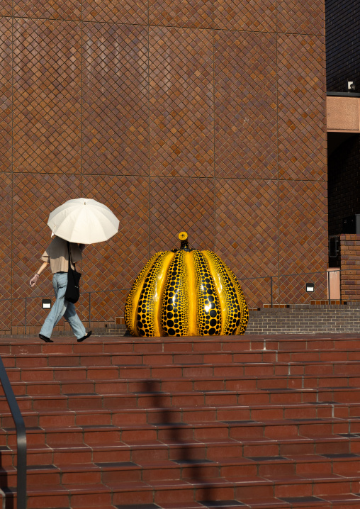 Yellow pumpkin by Yayoi Kusama in Fukuoka Museum of Arts, Kyushu region, Fukuoka, Japan