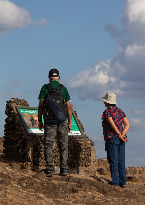 Tourists reading a billboard, Kajiado County, Amboseli, Kenya