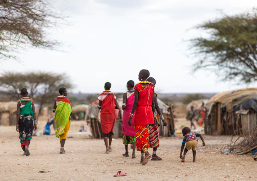 Samburu women in a traditional village, Samburu County, Samburu National Reserve, Kenya