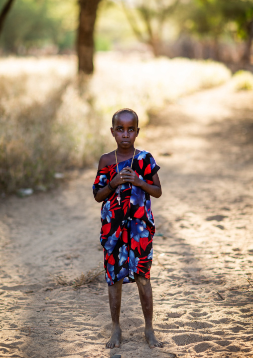 Portrait of a Samburu tribe girl, Marsabit District, Ngurunit, Kenya