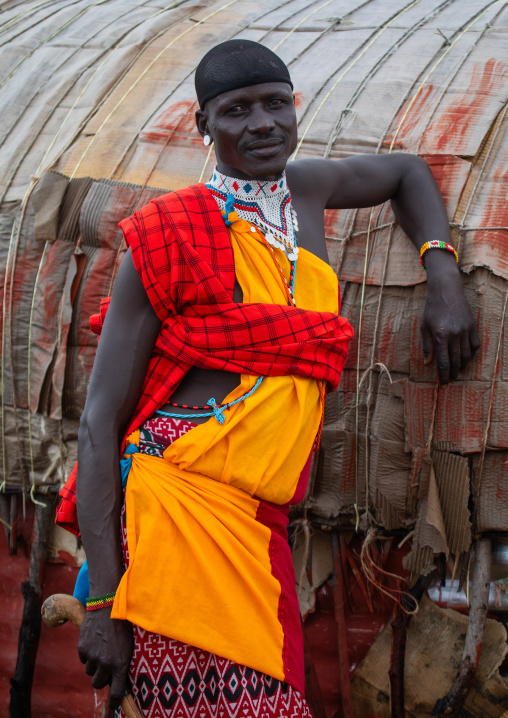 Portrait of a samburu tribesman, Samburu County, Samburu National Reserve, Kenya