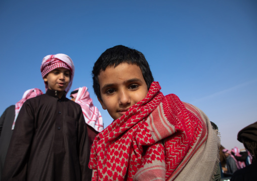 Saudi children in King Abdul Aziz Camel Festival, Riyadh Province, Rimah, Saudi Arabia