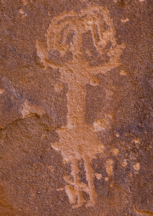 Petroglyphs on a rock depicting Aliya the goddess of fertility, Najran Province, Thar, Saudi Arabia